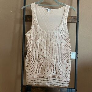 Express Cream Lace Tank Top